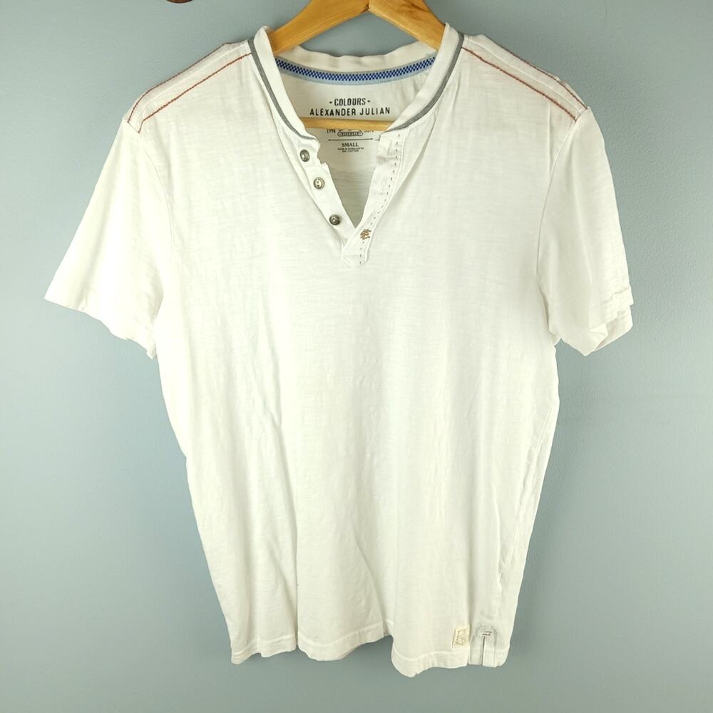 Colours by Alexander Julian Off-White Short Sleeve Button Tee Small